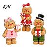 Holiday Gift for Kids Cartoon Gingerbread Wooden Ornament, Double-sided Printed Desktop Tabletop Figurines, Decorative Signs Craft Home And