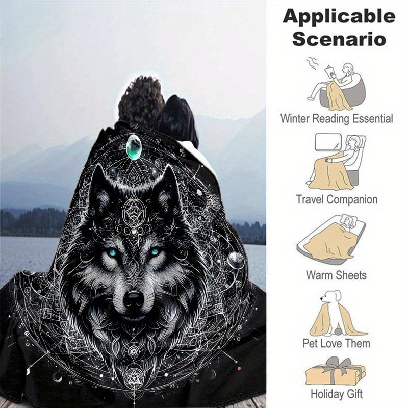 1 Stück Wolf Design Decke Cartoon für Heimdekoration, Geschenkidee, Wohnzimmer, Reisen, Camping, Autodecken
