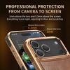 Galvanisierte Retro-Ölwachs-Lederhülle für iPhone 16 Pro Max 17 Air 15 14 Hohe Transparenz Linse Magnetische Ladefunktion Handyhülle