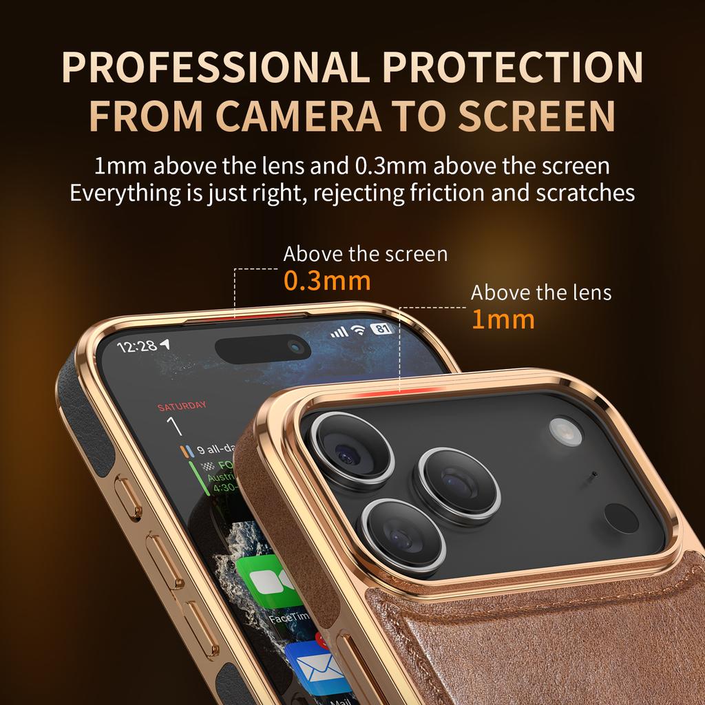 Galvanisierte Retro-Ölwachs-Lederhülle für iPhone 16 Pro Max 17 Air 15 14 Hohe Transparenz Linse Magnetische Ladefunktion Handyhülle