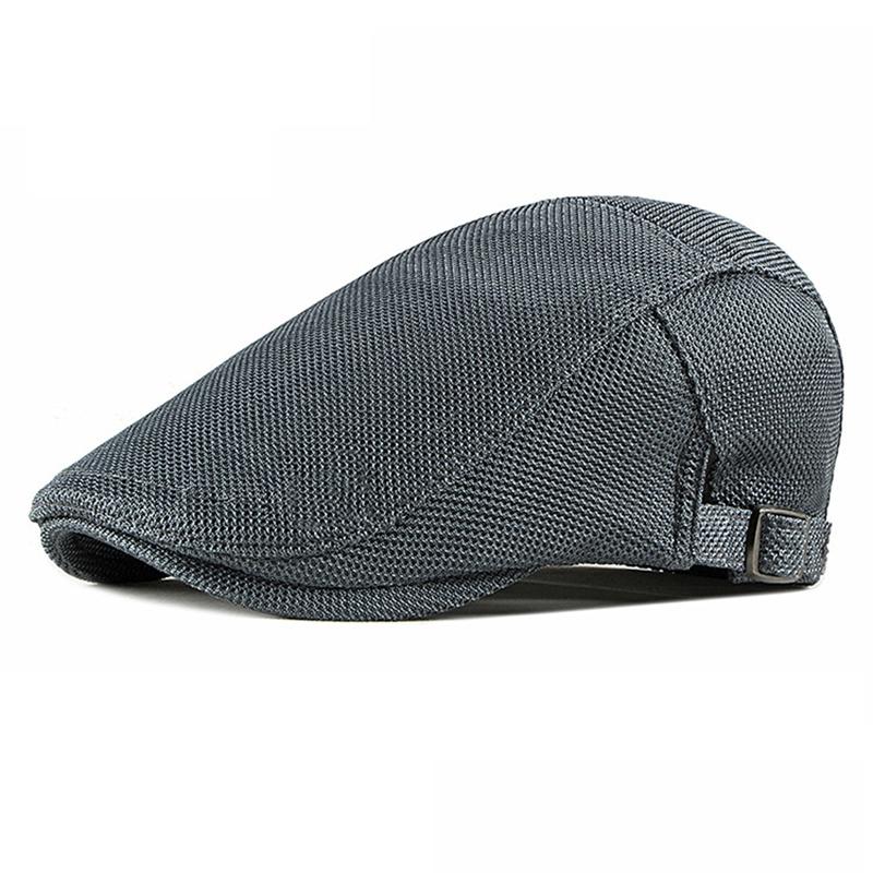 Spring Summer Men'S Mesh Newsboy Caps Casual Breathable Outdoor Retro Beret Hat Golf Hat Fashion Solid Flat Caps Woman