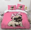 Set Copripiumino Bulldog Francese Simpatico Motivo Animale Set Letto Stampa 3D Set Biancheria da Letto per Cani Domestici per Bambini Ragazzi Ragazze Adulti 3 Pezzi
