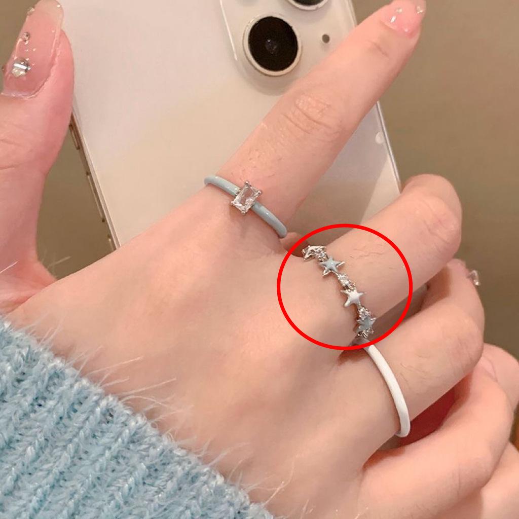 Zircon Blue Drip Glaze Star Ring: Women's Open Index Finger Set