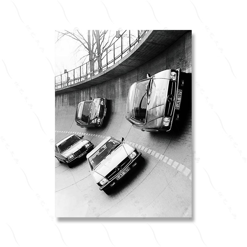 Toile d'art mural en noir et blanc, voiture de course classique, mode fille, Paris, peinture sur toile, affiche nordique imprimée, image murale, décoration de maison pour salon