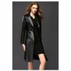 BLACK Women Handmade Halloween Lambskin Leather Trench Coat Stylish Formal Wear
