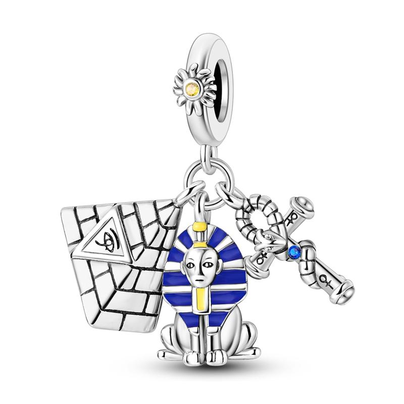 925 Silver Charms Beads Devil's Eye Fatima's Hand Cross Beads for DIY Bracelet Women Jewelry Gifts