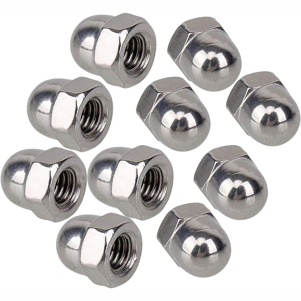 10Pcs 304 Stainless Steel Acorn Hex Cap M6 Thread Dia Hardware Nuts Acorn Cap Nuts Fasteners