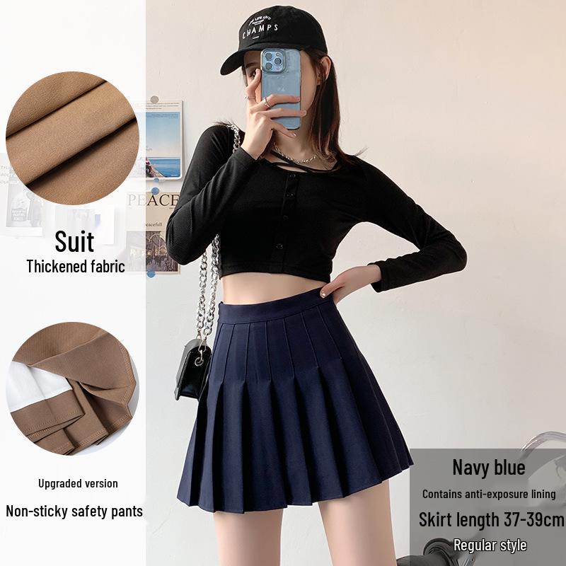 Damen Minirock mit Plisseefalten im koreanischen Stil – Schwarz, Blickdicht, Knitterarm, A-Linie, Ideal für ganzjährige Tragbarkeit.