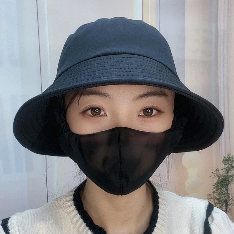 Summer Sun Hat Bucket Hat Mask Integrated Hat Summer UV Protection Sun Hat Outdoor Sun Protection Face Hat