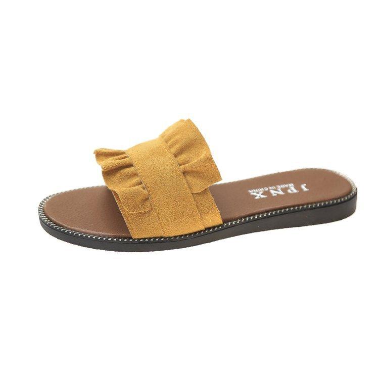 Ladies' New Slippers, Spring and Summer Lace, Flat-heeled Slippers, Casual Sandals, Student Flat-bottomed Beach Shoes