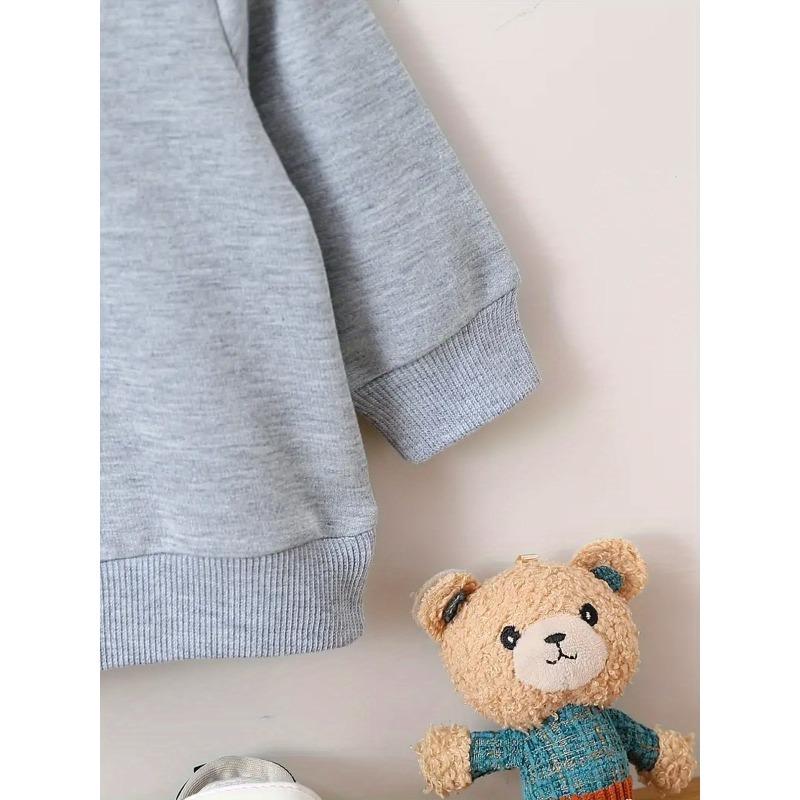 European Size Minimally Printed Pattern, Comfortable and Skin Friendly for 0-3 Year Old Baby Unisex, Versatile Baby Round Neck Hoodie