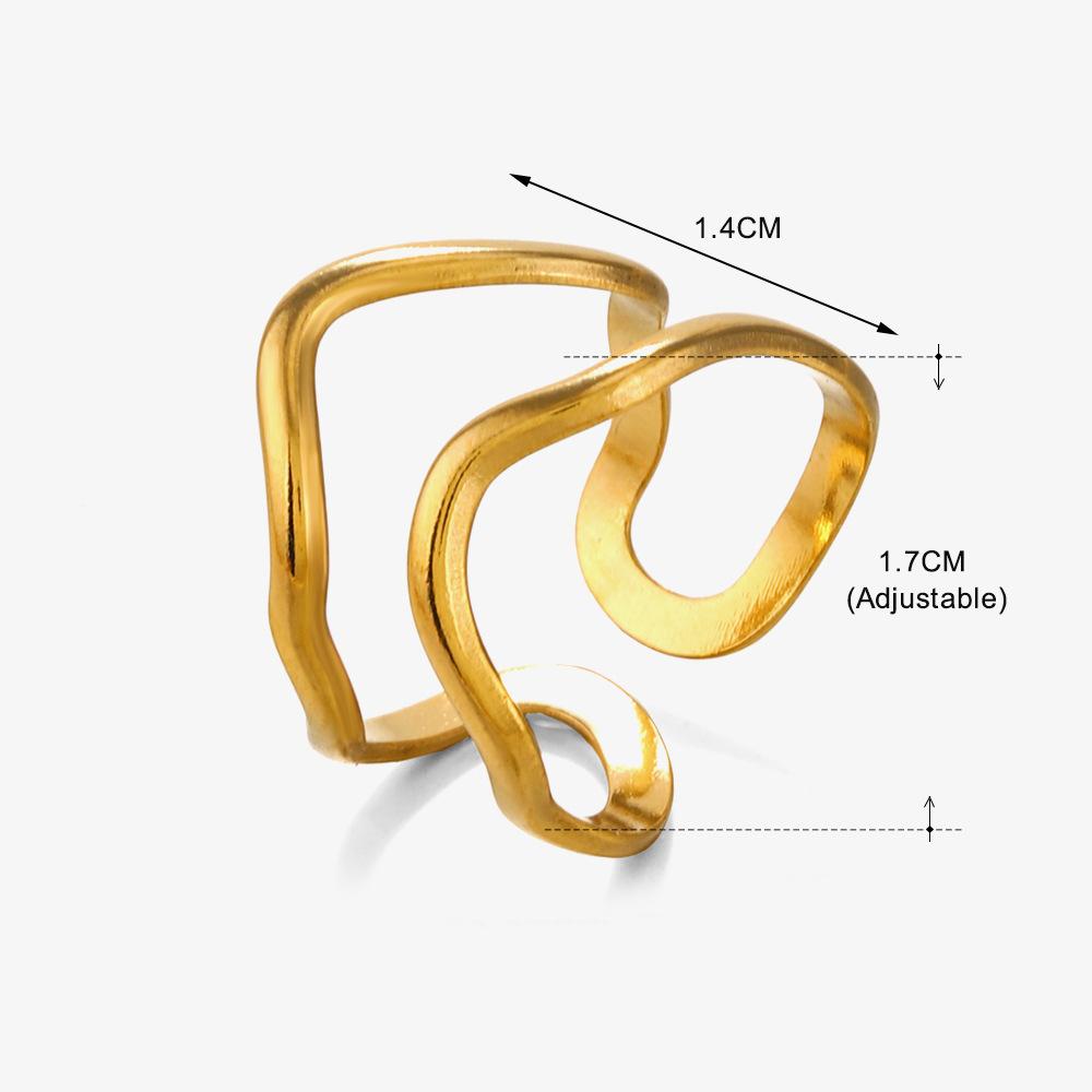 Yori Metal Geometric Unique Stainless Steel Adjustable Ring PVD Plated Daily Young Charm Jewelry Wholesale