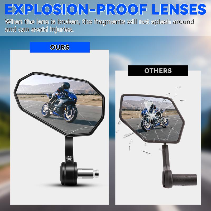 Motorcycle Handlebar End Mirror 360° Rotatable Handlebar Rearview Mirror For scooter ATV