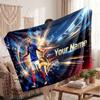 Kylian Mbappe Personalisierte Fleecedecke Mit Fußballlogo, Individueller Name Text Weich Warm Wohnzimmer Überwurfdecke