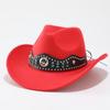New Woolen Hat, Western Cowboy Gift Hat, Curled Edge Men's and Women's Couple Hat, Wearing Rope Rivets