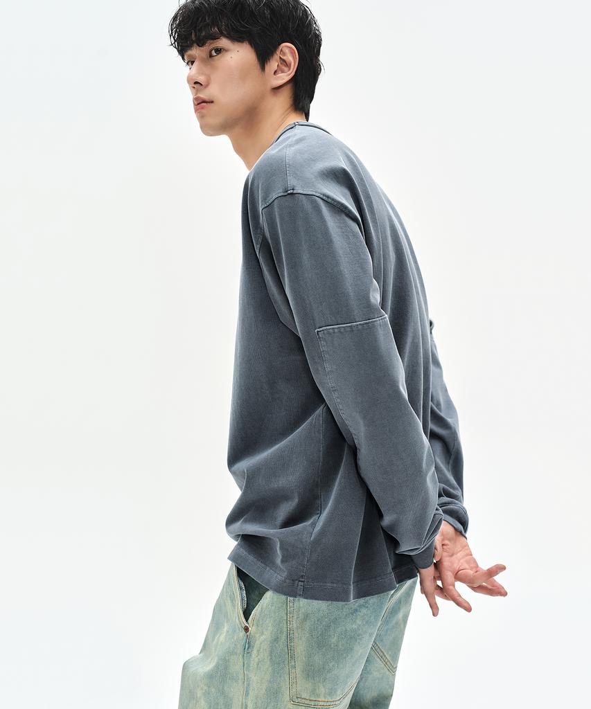 Sobeomeonteu 460G Double Neck Pigment Long Sleeve - Stone Navy -