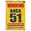 Warning Area 51 Vintage Metal Tin Sign UFO Activity Area Caution Danger Wall Plaque Retro Painting Sticker Home Decor 8x12 Inch