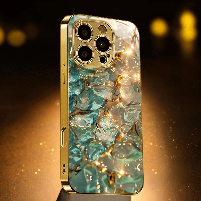 Gold Textured Electroplated Phone Case  Phone Protection Case for iPhone Models, Including 17, 16, 15, 14, 13, 12, 11 Promax