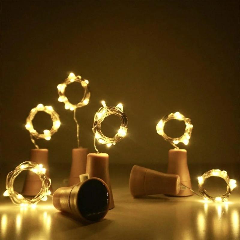 Solar 20LED Wine Bottle Lights Cork Shape Fairy Lights Garland Christmas Light Copper Wire Home Room Decoration Lamp