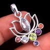 Chakra Pendant Reiki Pendant Faceted 7 Stone Lotus Pendant Silver Jewelry Ap6337