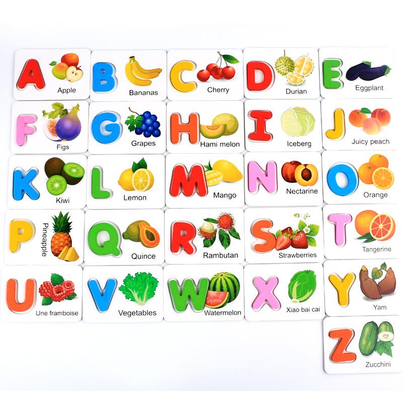 Alphabet Lernkarten, ABC Montessori Lernspielzeug Geschenke für Vorschullernen Puzzle, Holzbuchstaben Lernkarten Spiel