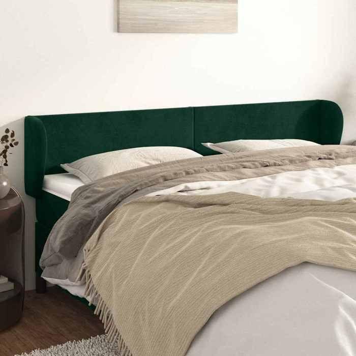 Exclusive House - Headboard with Ears Dark Green 203x23x78/88 Cm Velvet