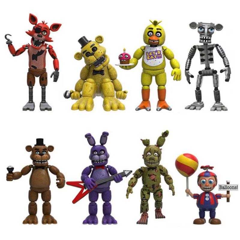 FNAF 4 pièces/set Freddy Bonnie Chica Foxy Nightmare Balloon Boy Figurine d'Action Modèle de Collection Figurine en Vinyle Poupée Jouets