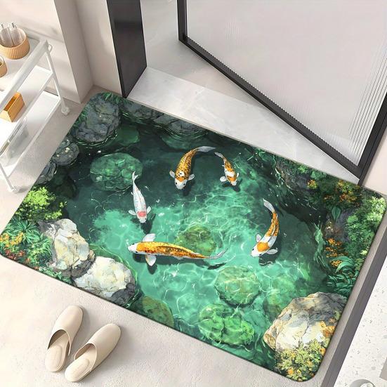 3D Underwater Cave Optical Illusion Rug Blue Ocean Small Area Rug Non-slip Kids Room Floor