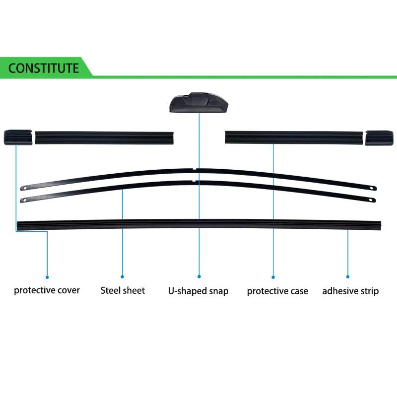 For Subaru FORESTER MK3 2007-2012 Car Windshield Wiper U-type Soft Rubber Frameless Bracketless Car Wipers 24"+18"