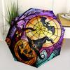 Halloween Moonlight Scene Stained Window Decal for Kids Room DecorUmbrella, Portable 3-Fold Compact Umbrella,Christmas Gift ES602