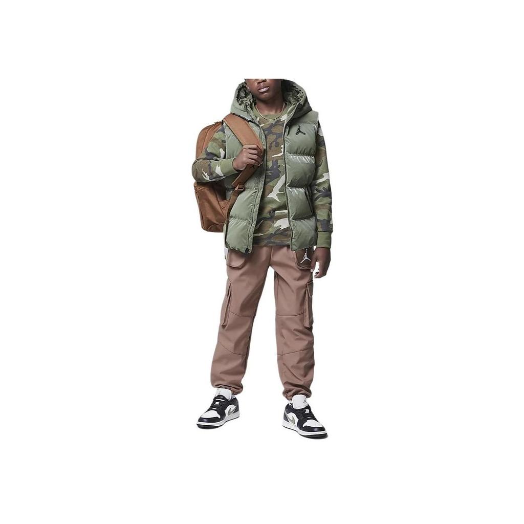 Jordan Hooded Casual Minimalist Down Vest Kids Vests Olive-Green HQ8075-222