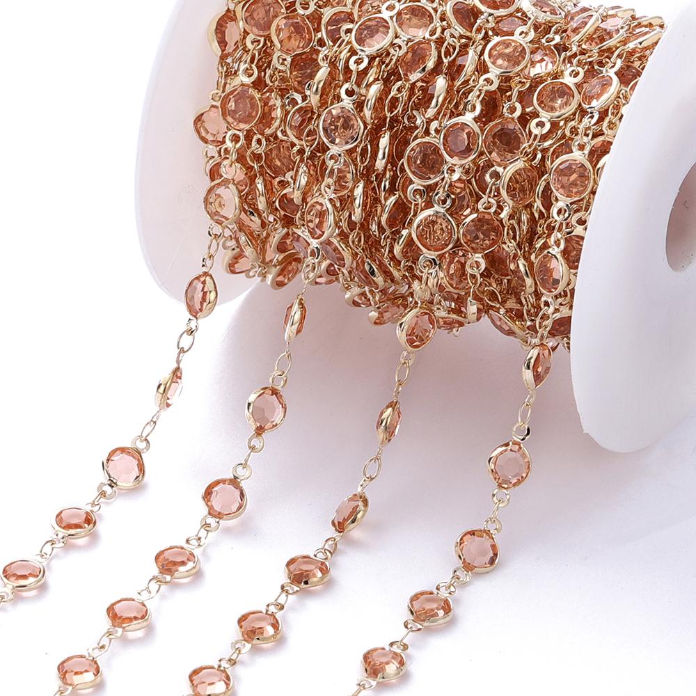 1Meter Colorful Glass Crystal Beads Chain Copper Chains for Necklace Bracelet Jewelry Making DIY Components Accessories