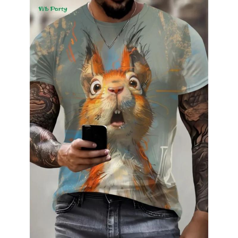 T-shirt Homme Animal 3D Drôle Été Street Manches Courtes Col Rond Polyvalent Surdimensionné Vêtements Homme
