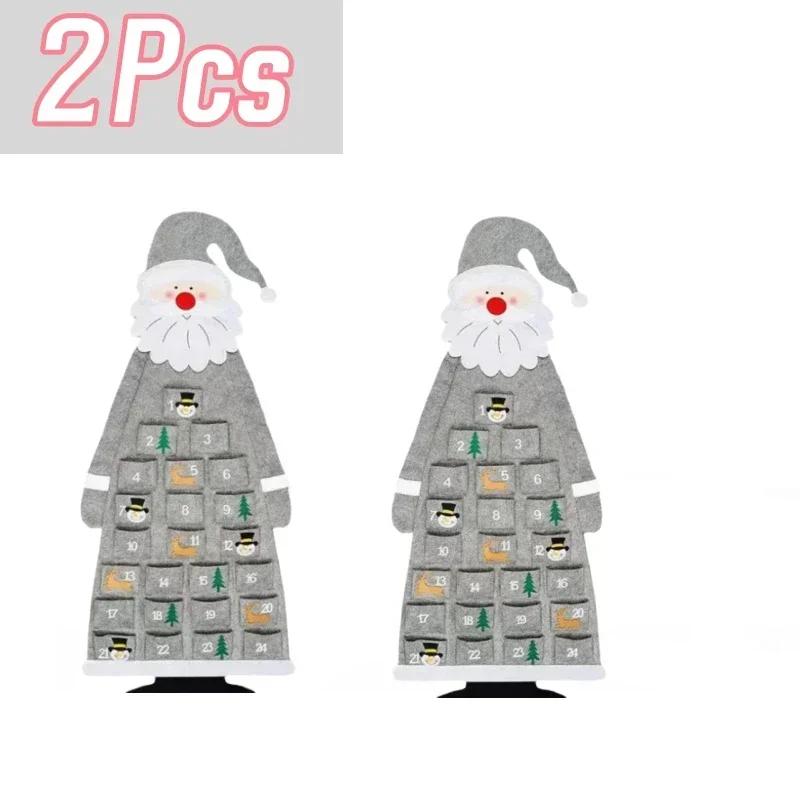 24 Day Advent Calendar Santa Felt Pendant for Christmas Decoration Pendant Countdown Holiday Wall Calendar Home Decoration