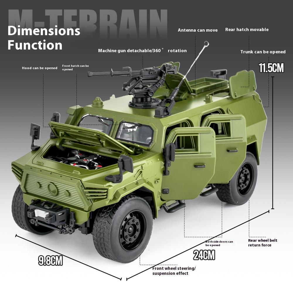 1:18 Dongfeng Mengshi Alloy Car Model, Large Military Collection Ornaments Armored Off-road Vehicle Military Vehicle Toy Gift