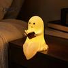 Novelty Dorm Room Decor Halloween Ghost Lamp, Cute Middle Finger Ghost/Reading Book Night Light, Funny Light Spooky Figurine for Tabletop, Indoor Home