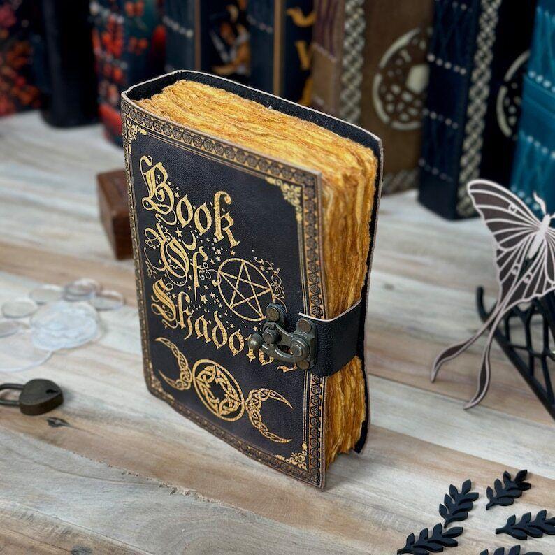 Book Of Shadows Leather Notebook Grimoire Leather Journal Magical Spell Notebook