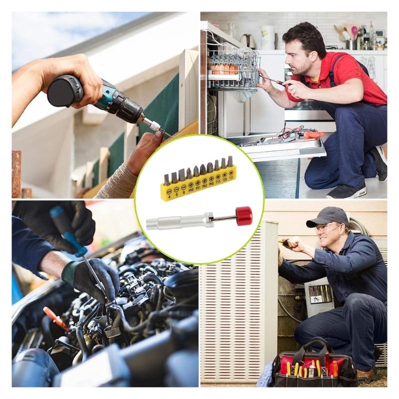 Multifunctional Shape Screwdriver 180 Degrees Nonslip Screwdriver Handle 4/5/6/PH0/PH1/PH2/3/T15/20/25 Bit