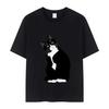 Cute Funny Tuxedo Cat Printing T Shirt Summer 100%cotton Oversized T-shirts Men Women Harajuku Fashion Style T-shirt Streetwear