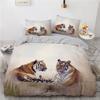 3D Bedding Sets Black Duvet Quilt Cover Set Comforter Bed Linen Pillowcase King Queen 180x210cm Size Animal Tiger Design Printed