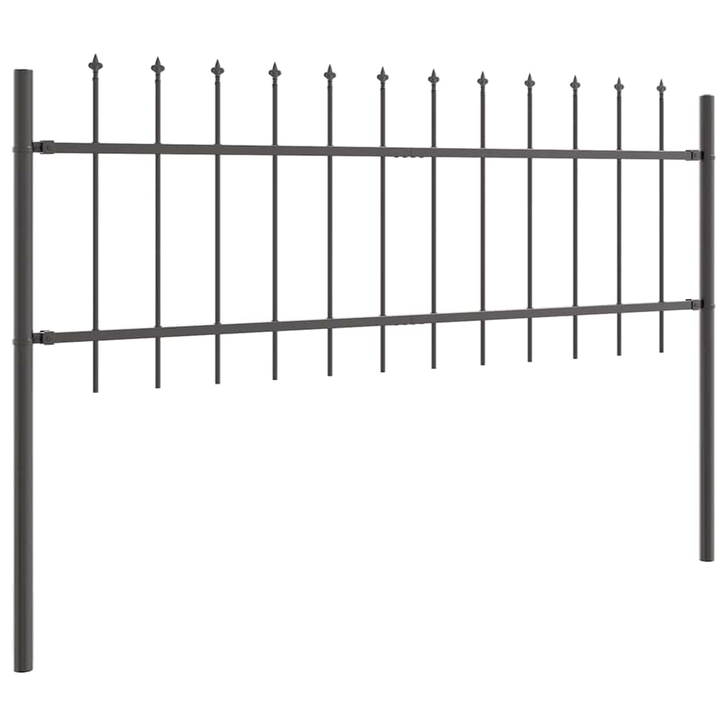 Garden Fence Panel Set 9 pcs Gray 15.3 x 0.6 m Powder Coated Steel