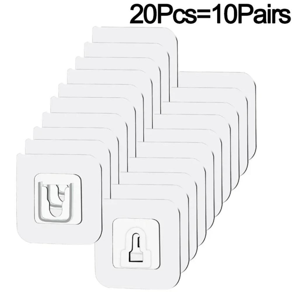 1/3/5/10/20 Pairs Double Sided Self Adhesive Wall Hooks Transparent Invisible Hook Wall Storage Holder Kitchen Bedroom Organizer
