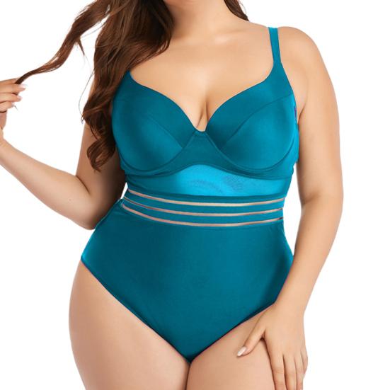 Swimwear Push Color Up Solid Onepiece Mesh Hollow Backless Women Swimsuit Beach