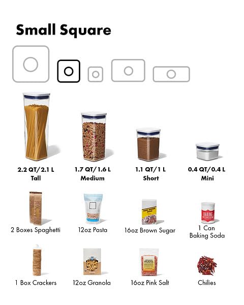 OXO Storage Container OXO Plastic Airtight Pop Container Small Square Mini 0.4L