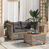 Vidaxl Corner Sofa Modules With Cushions, 2 Pcs, Grey, Poly Rattan