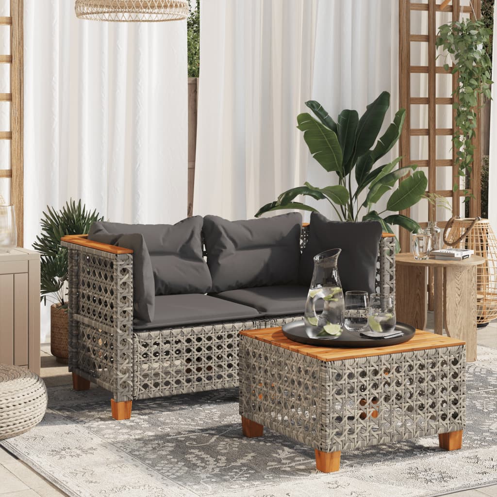 Garden Corner Sofa Set with Cushions 2 Pieces Gray Poly Rattan