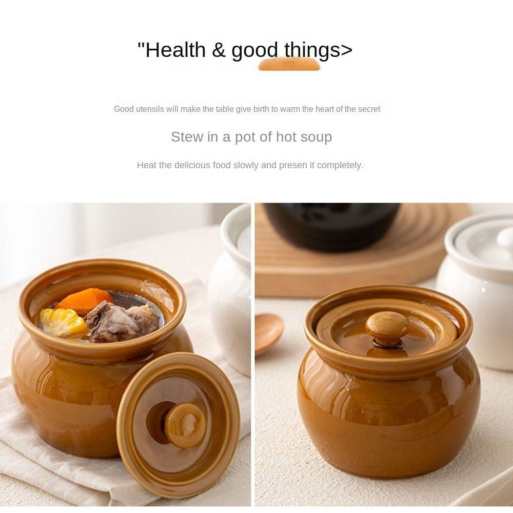 Thickened Ceramic Stew Pot 350ml/400ml Simmering Jar Convenient One-Person Soup Pot Kitchen
