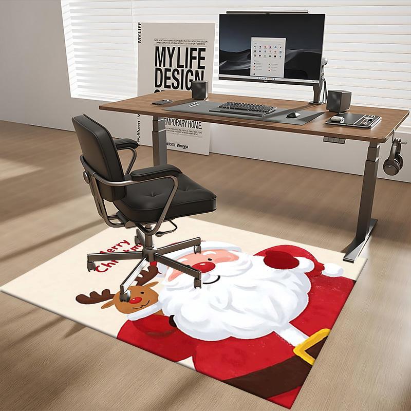 Weihnachts-Weihnachtsmann-Rentier-Stuhlmatte - Anime-Cartoon-Design, rutschfester Teppich für Büro, Heimdekoration, Wohnzimmer, Schlafzimmer, Spielzimmer & Wohnheim.R