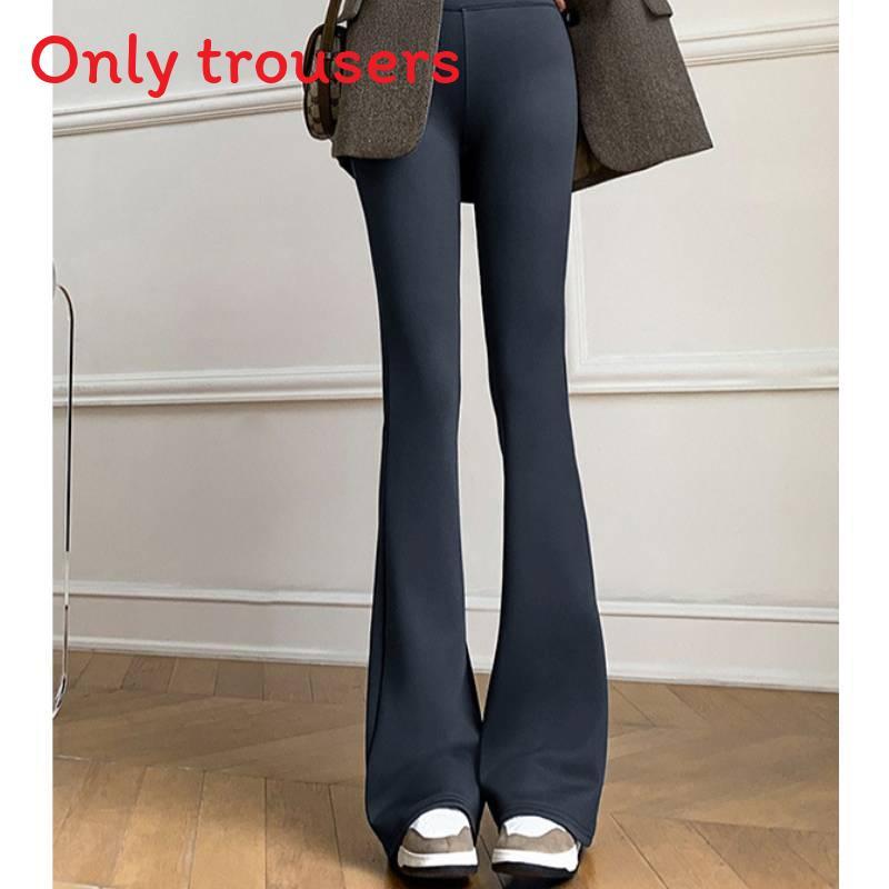 Pantalons Évasés Taille Haute Pour Femmes en Polyester et Élasthanne Pour Tenue Décontractée