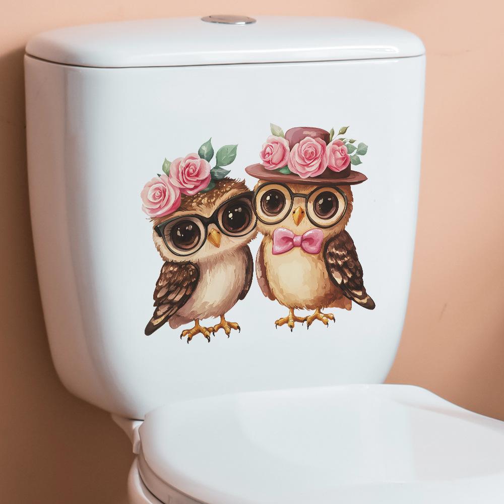 Valentinstag Cartoon Paar Eule Badezimmer Toilette Heimverschönerung Aufkleber